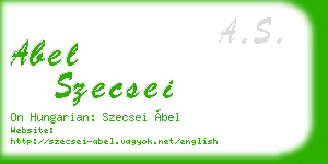 abel szecsei business card