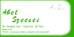 abel szecsei business card